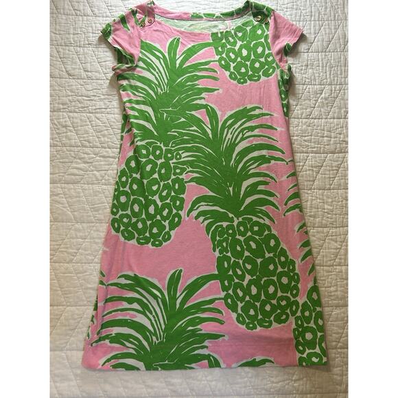 Lilly Pulitzer Loren Pink Pout Flamenco Pineapple Dress Size Medium Women - Picture 5 of 8
